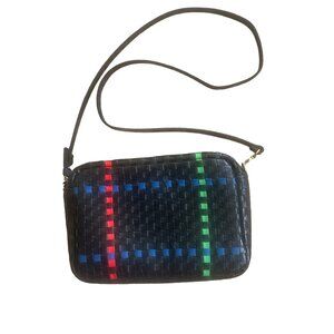 Clare V. Marisol in black plaid woven leather